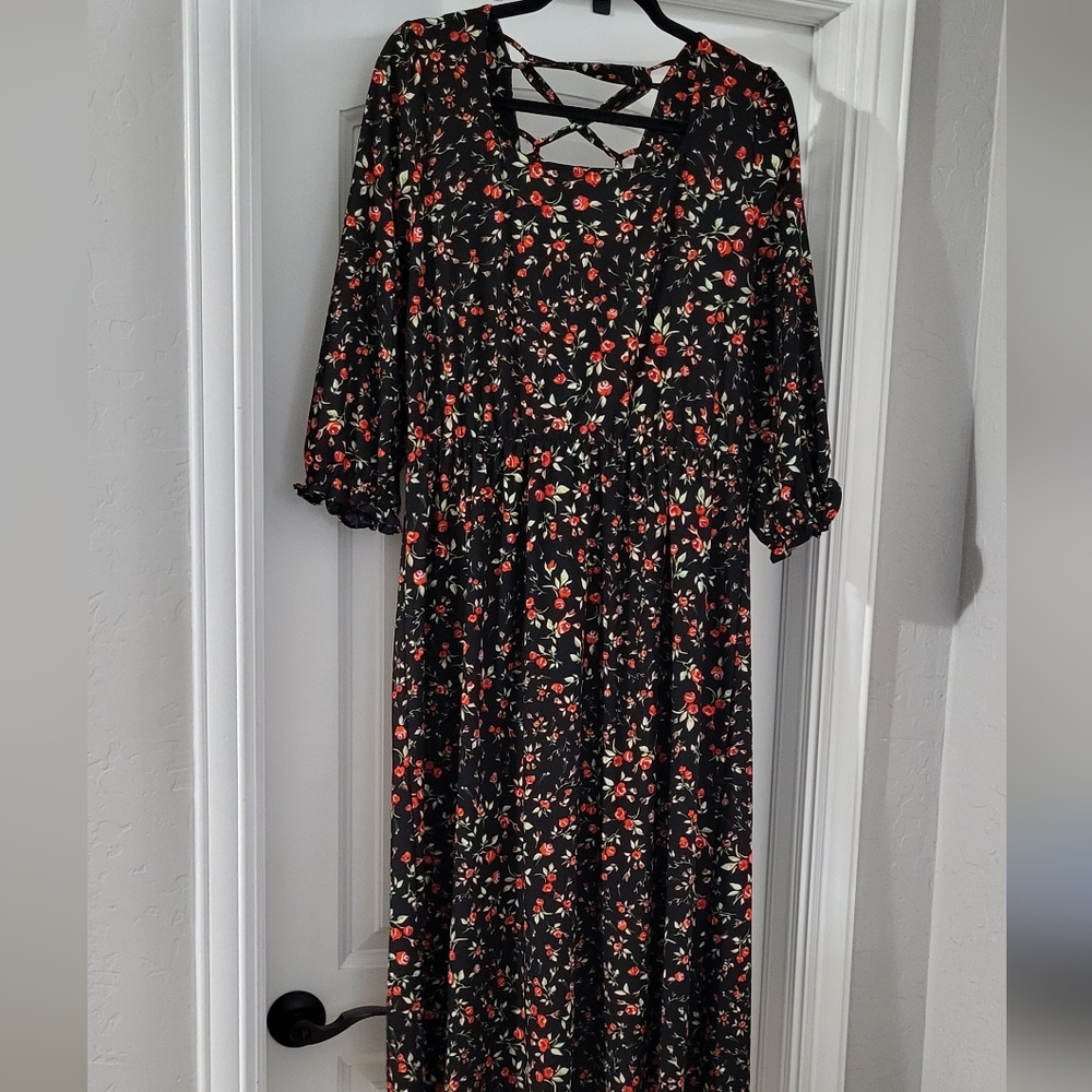 Floral Black Dress